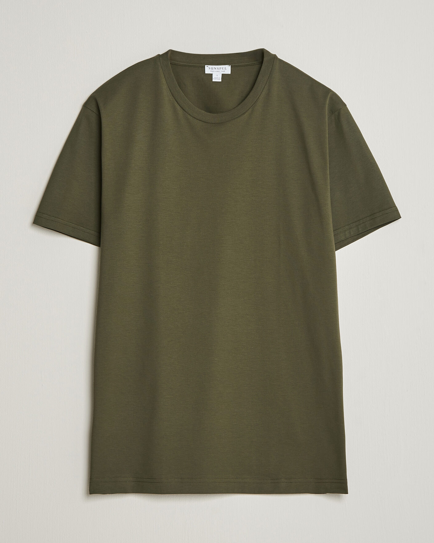 Hombres | Camisetas | Sunspel | Riviera Midweight T-Shirt Deep Olive