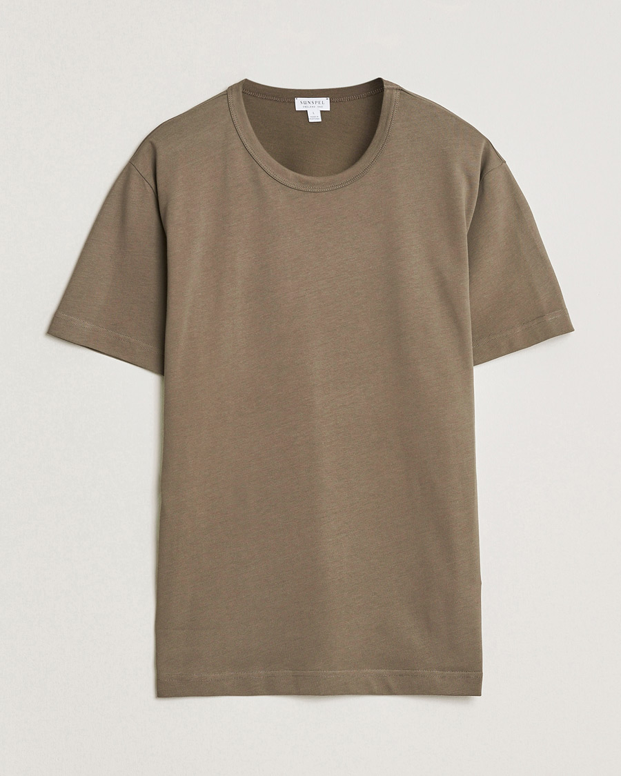 Hombres | Camisetas | Sunspel | Single Jersey Supima Cotton T-Shirt Dark Cedar