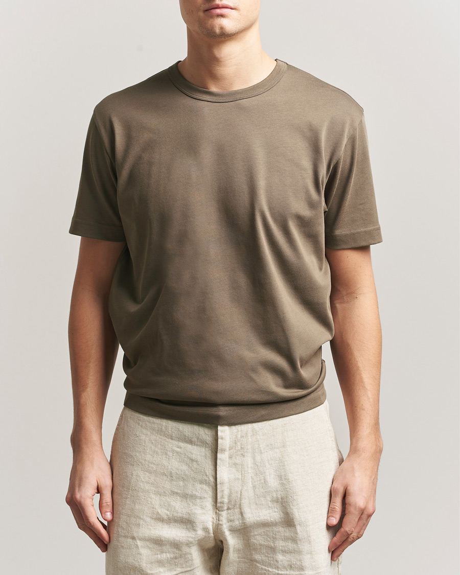 Hombres | Camisetas | Sunspel | Single Jersey Supima Cotton T-Shirt Dark Cedar