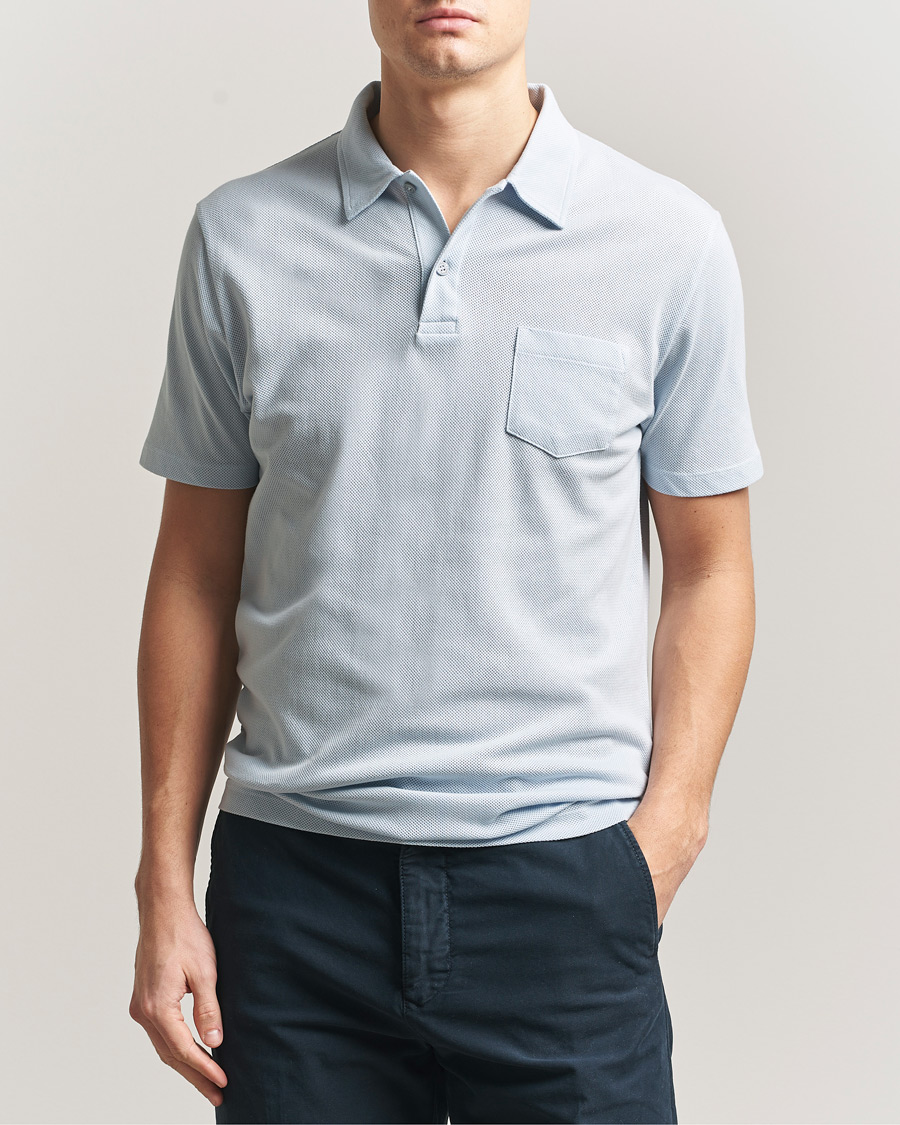 Hombres | Polos | Sunspel | Riviera Polo Shirt Pastel Blue