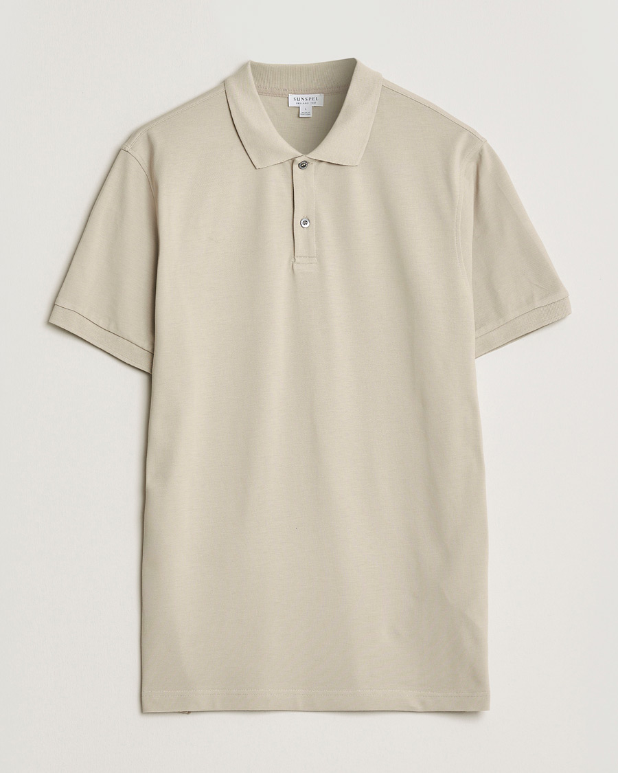 Hombres | Polos | Sunspel | Supima Cotton Short Sleeve Pique Polo Hazelwood
