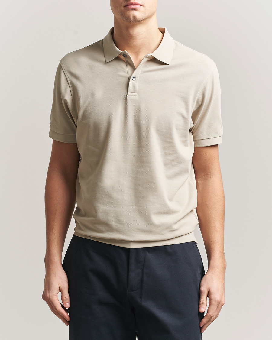 Hombres | Polos | Sunspel | Supima Cotton Short Sleeve Pique Polo Hazelwood
