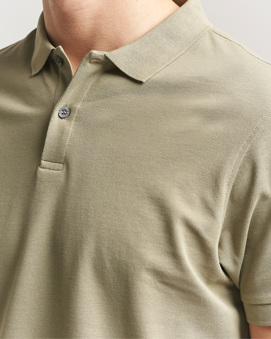 Hombres | Polos | Sunspel | Supima Cotton Short Sleeve Pique Polo Pistachio