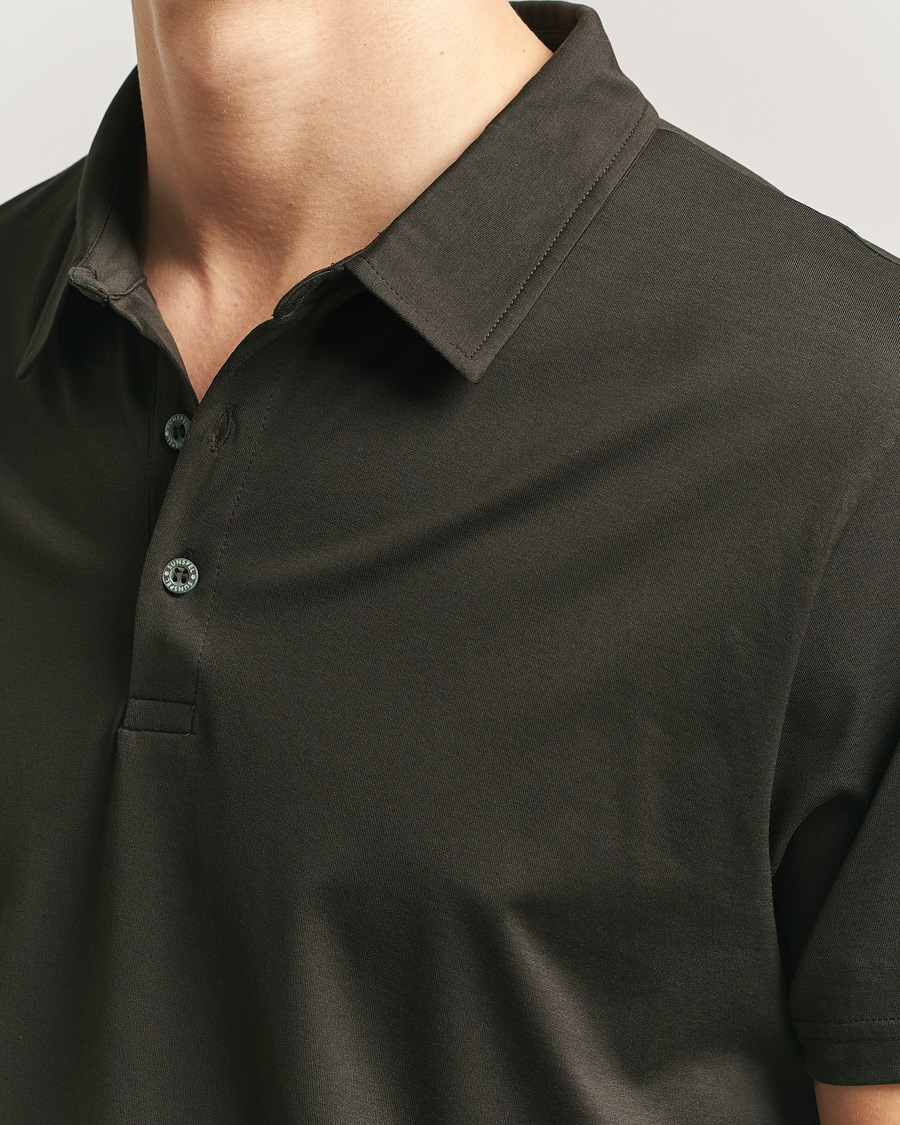 Hombres | Polos | Sunspel | Cotton Jersey Polo Dark Chocolate