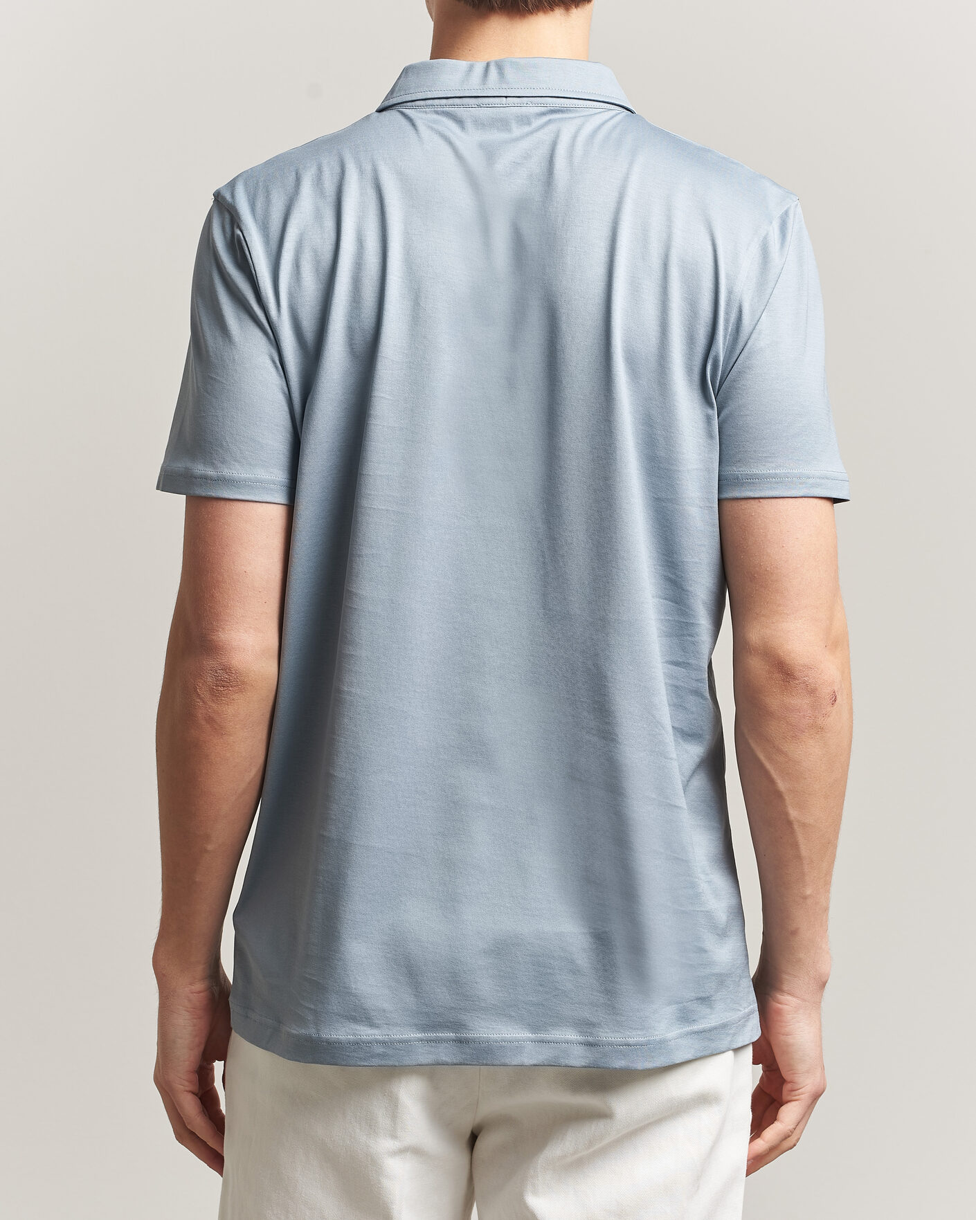 Hombres | Polos | Sunspel | Cotton Jersey Polo Stone Blue