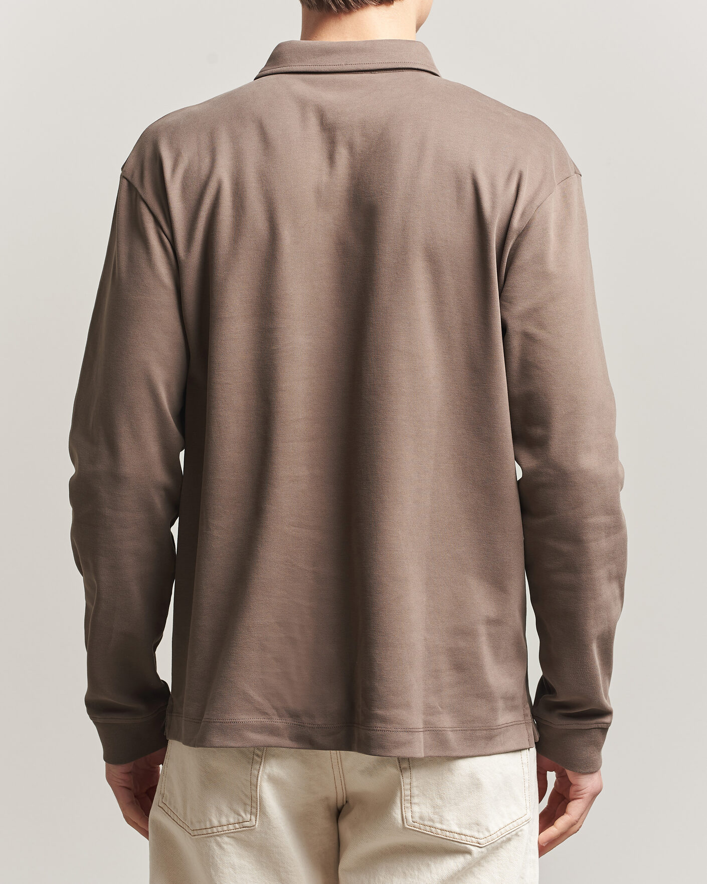 Hombres | Polos | Sunspel | Heavy Weight Supima Cotton Long Sleeve Polo Dark Cedar