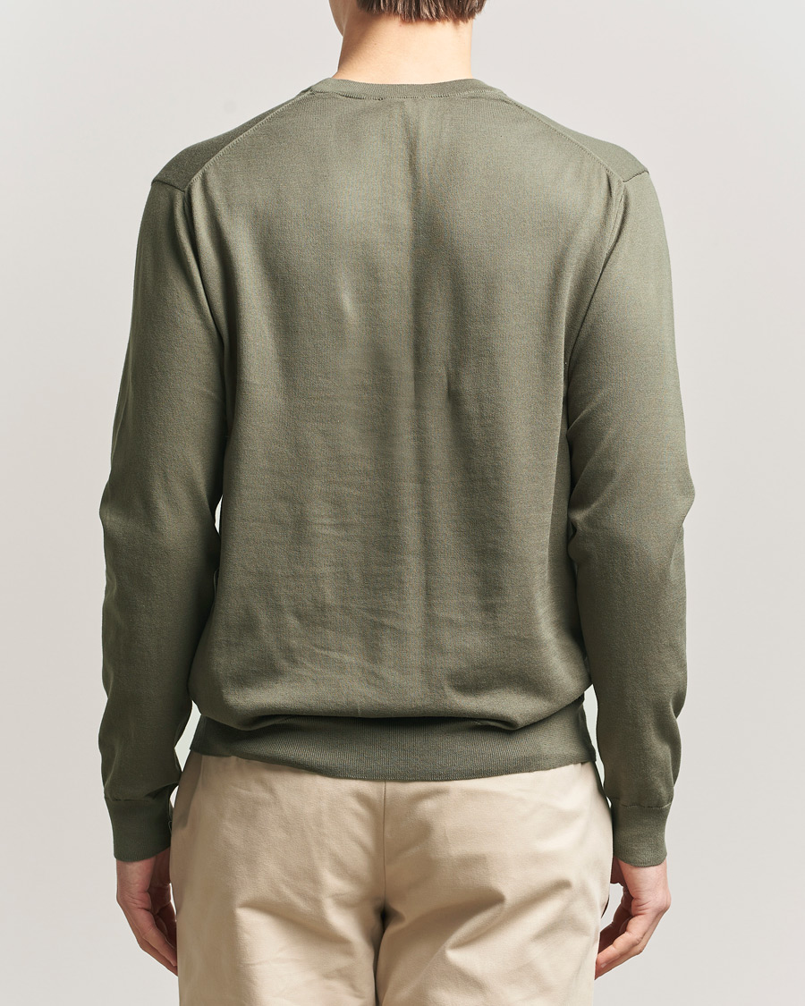 Hombres | Jerséis y prendas de punto | Sunspel | Lightweight Knitted Cotton Crew Khaki