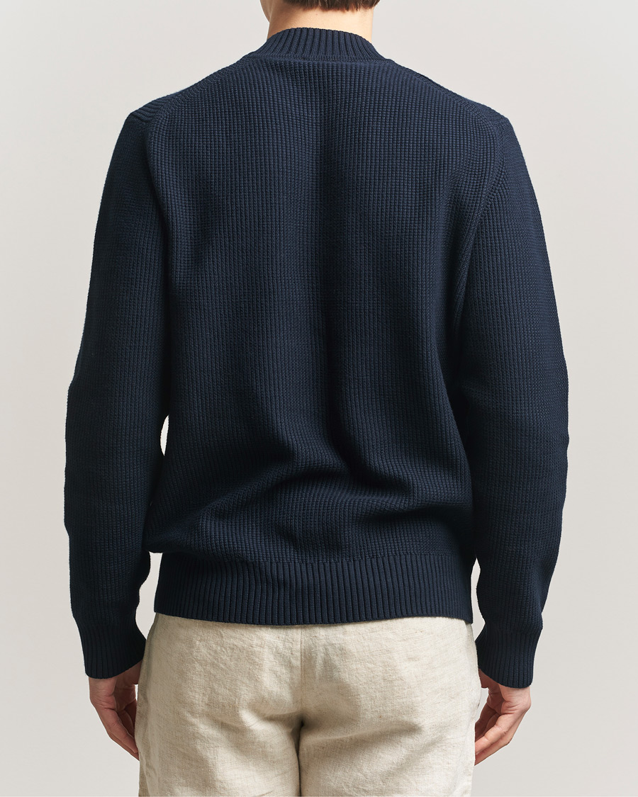 Hombres | Jerséis y prendas de punto | Sunspel | Cotton Stitch Mock Neck Navy