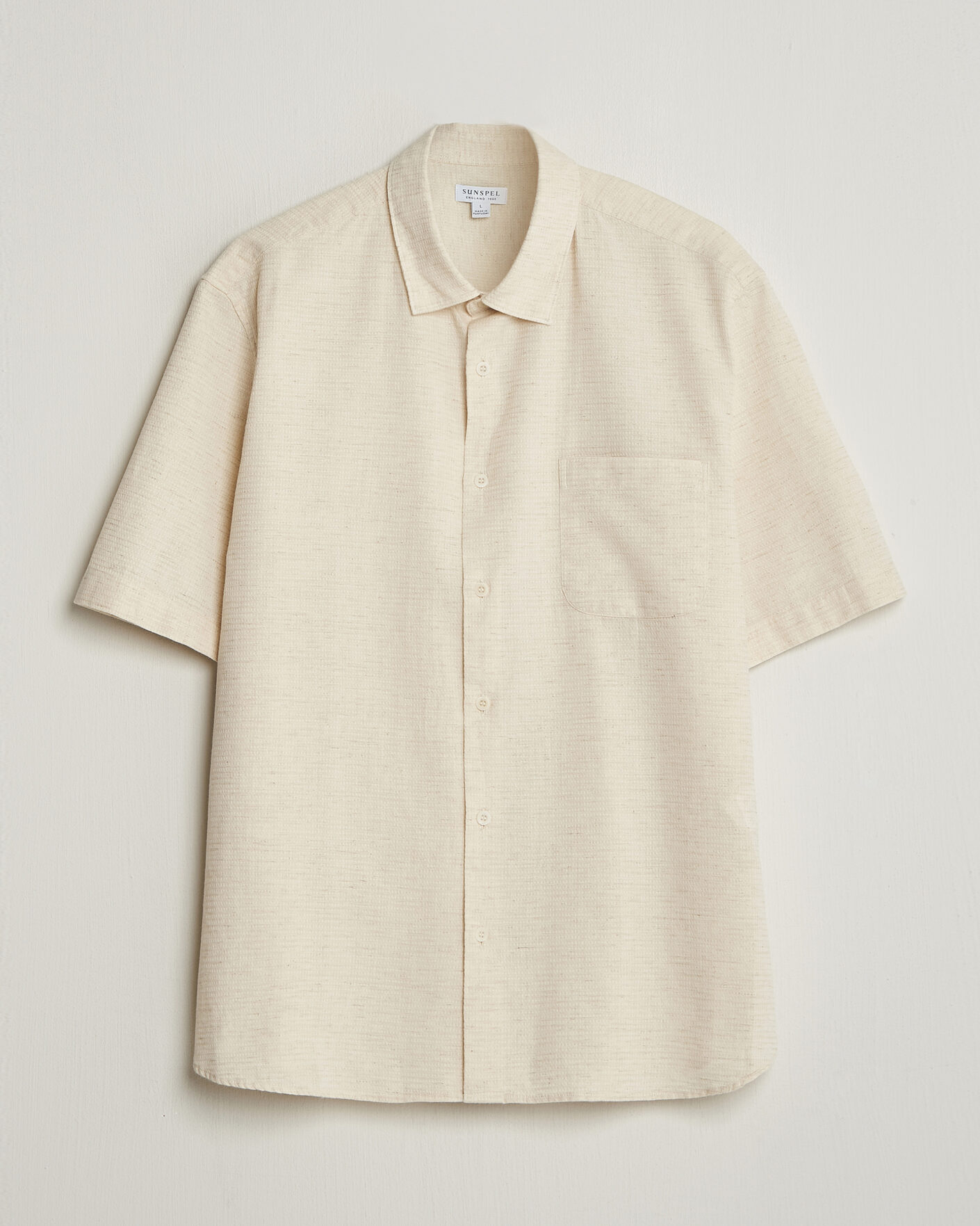 Hombres | Camisas | Sunspel | Natural Texture Linen Shirt Ecru