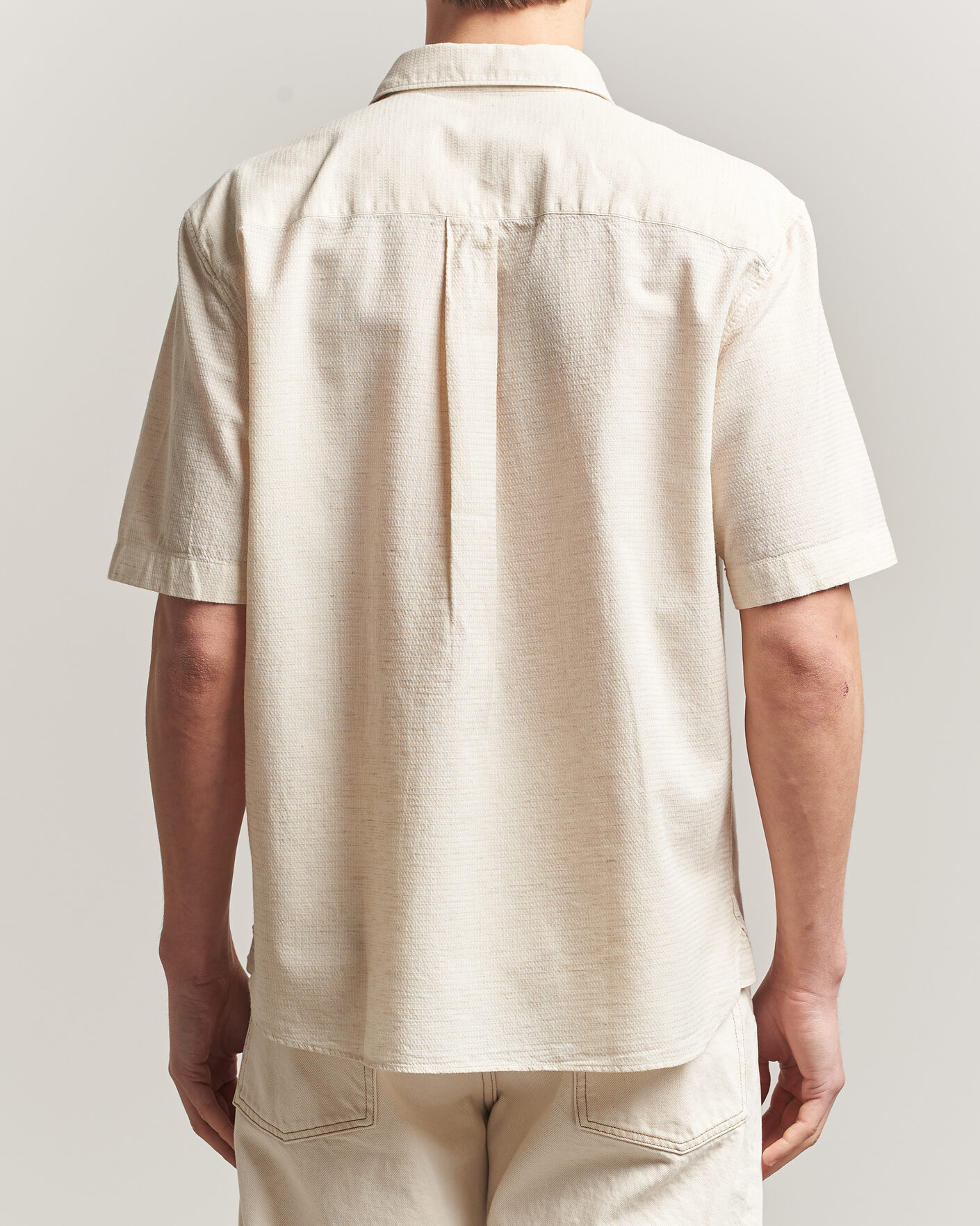 Hombres | Camisas | Sunspel | Natural Texture Linen Shirt Ecru
