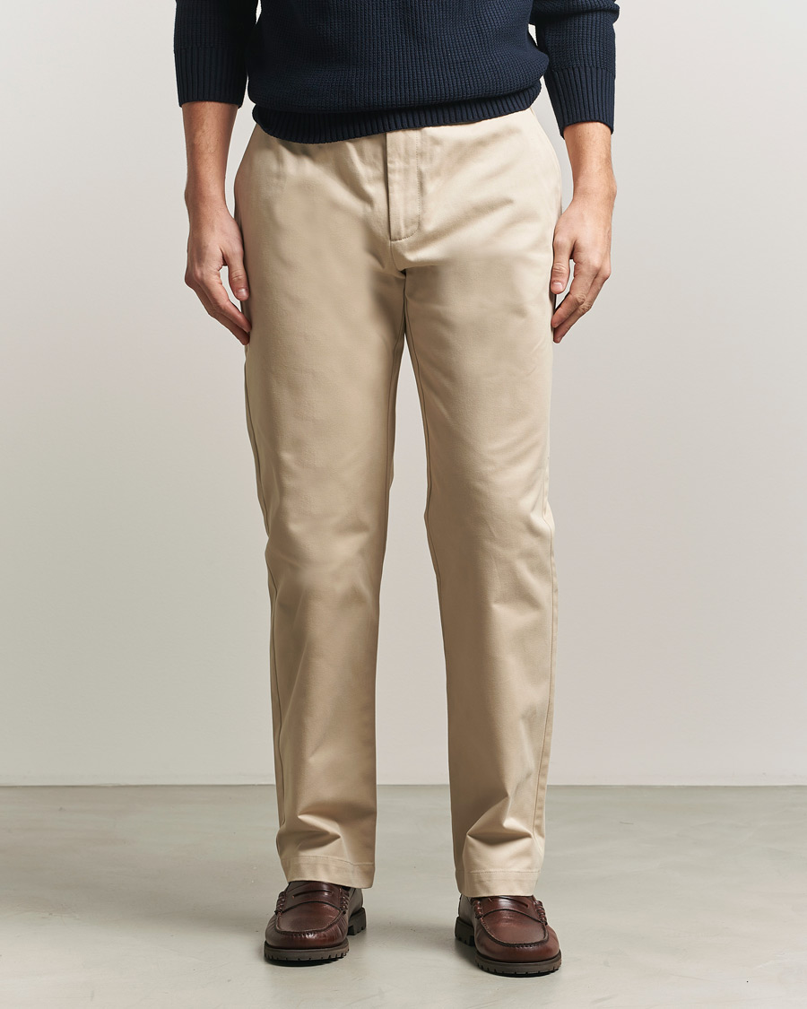Hombres | Pantalones | Sunspel | Soft Cotton Drill Trousers Light Stone
