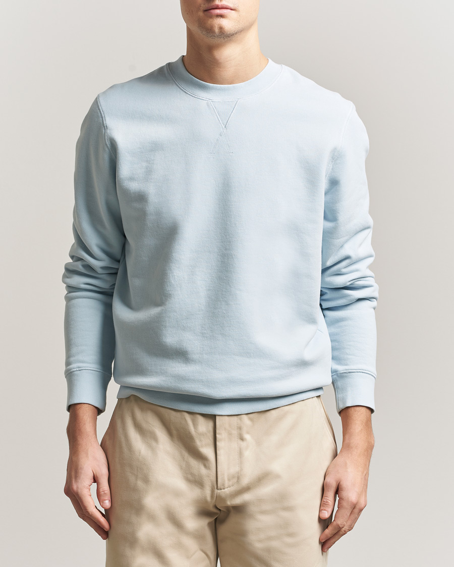 Hombres | Jerséis y prendas de punto | Sunspel | Loopback Sweatshirt Pastel Blue