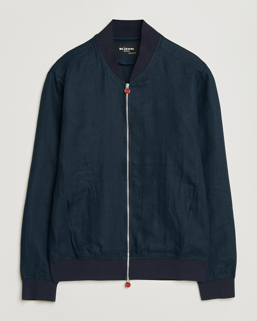 Hombres | Abrigos y chaquetas | Kiton | Unlined Linen Bomber Jacket Navy