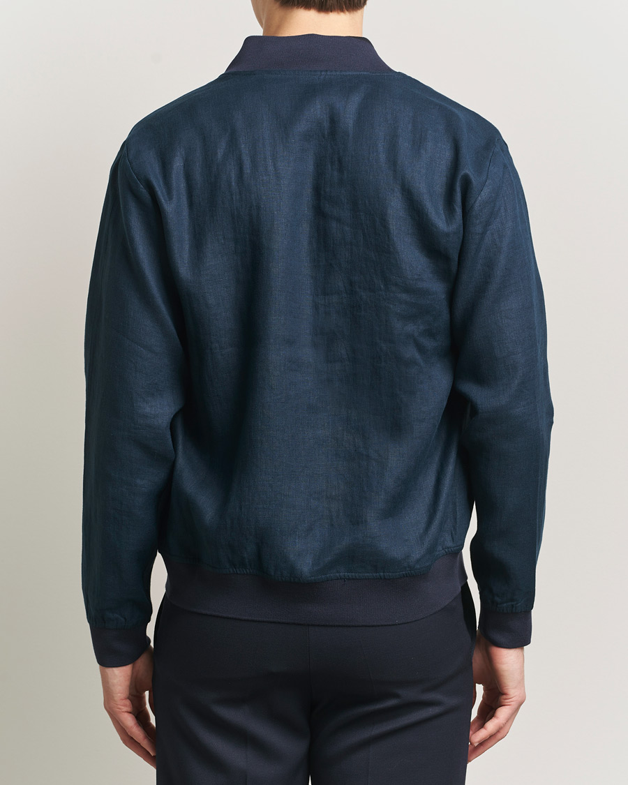 Hombres | Abrigos y chaquetas | Kiton | Unlined Linen Bomber Jacket Navy