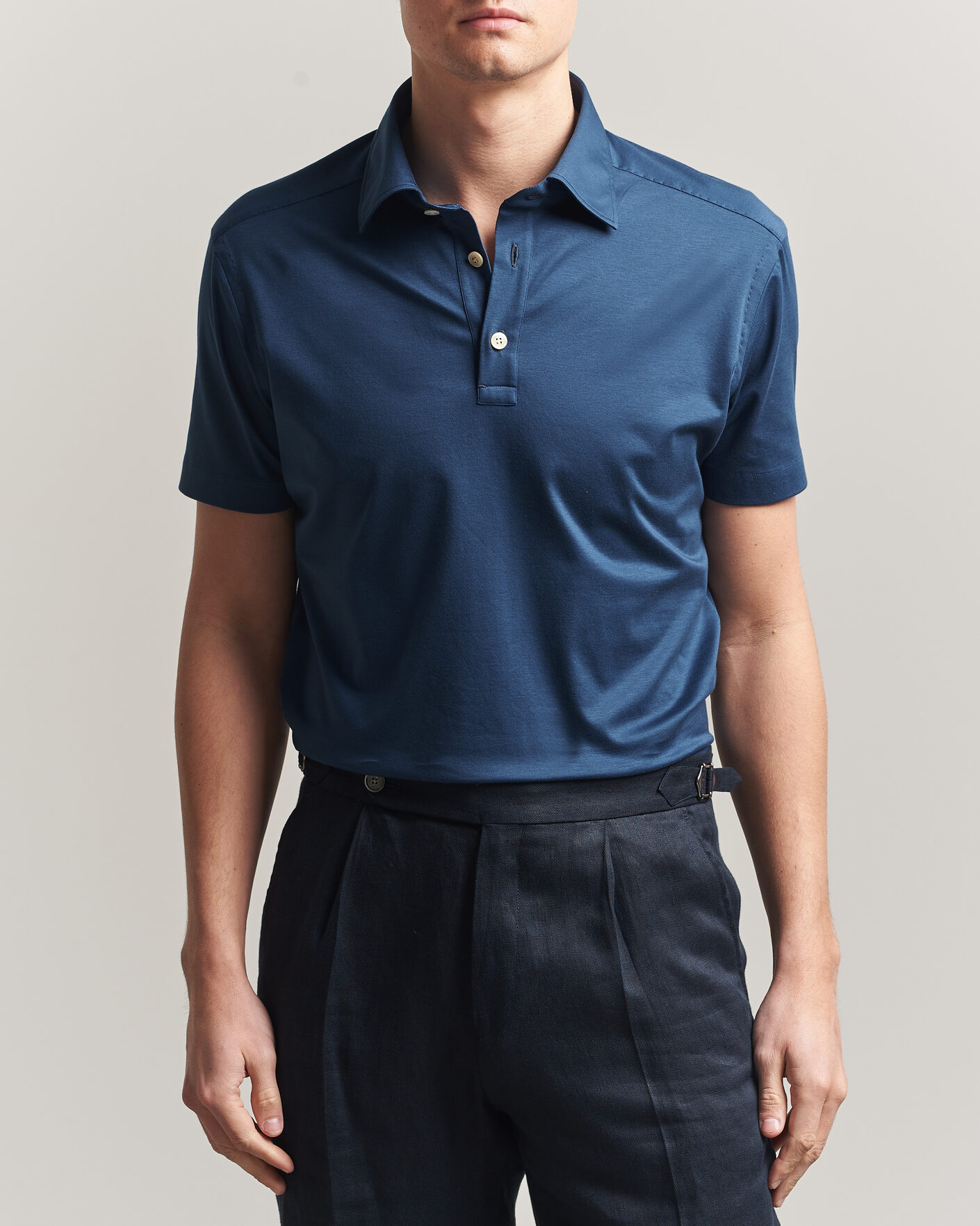 Hombres | Polos | Kiton | Short Sleeve Jersey Polo Dark Blue