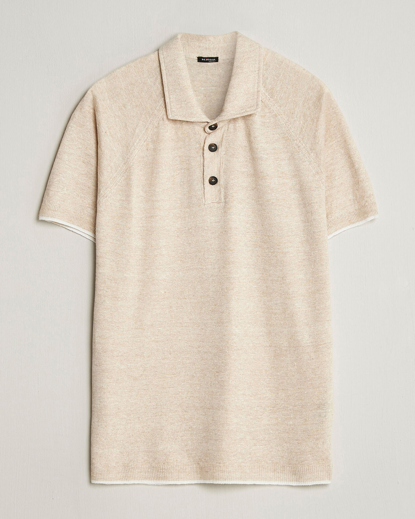 Hombres | Polos | Kiton | Linen Raglan Polo Shirt Ecru