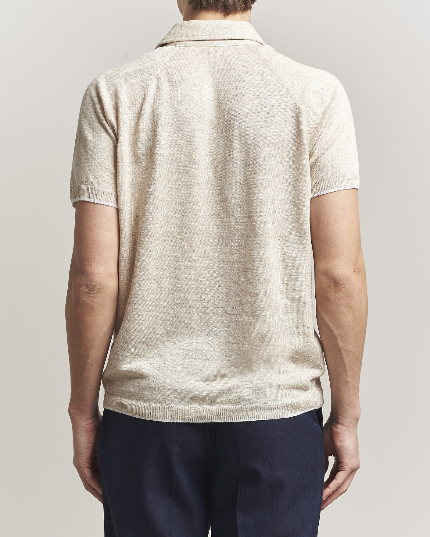 Hombres | Polos | Kiton | Linen Raglan Polo Shirt Ecru