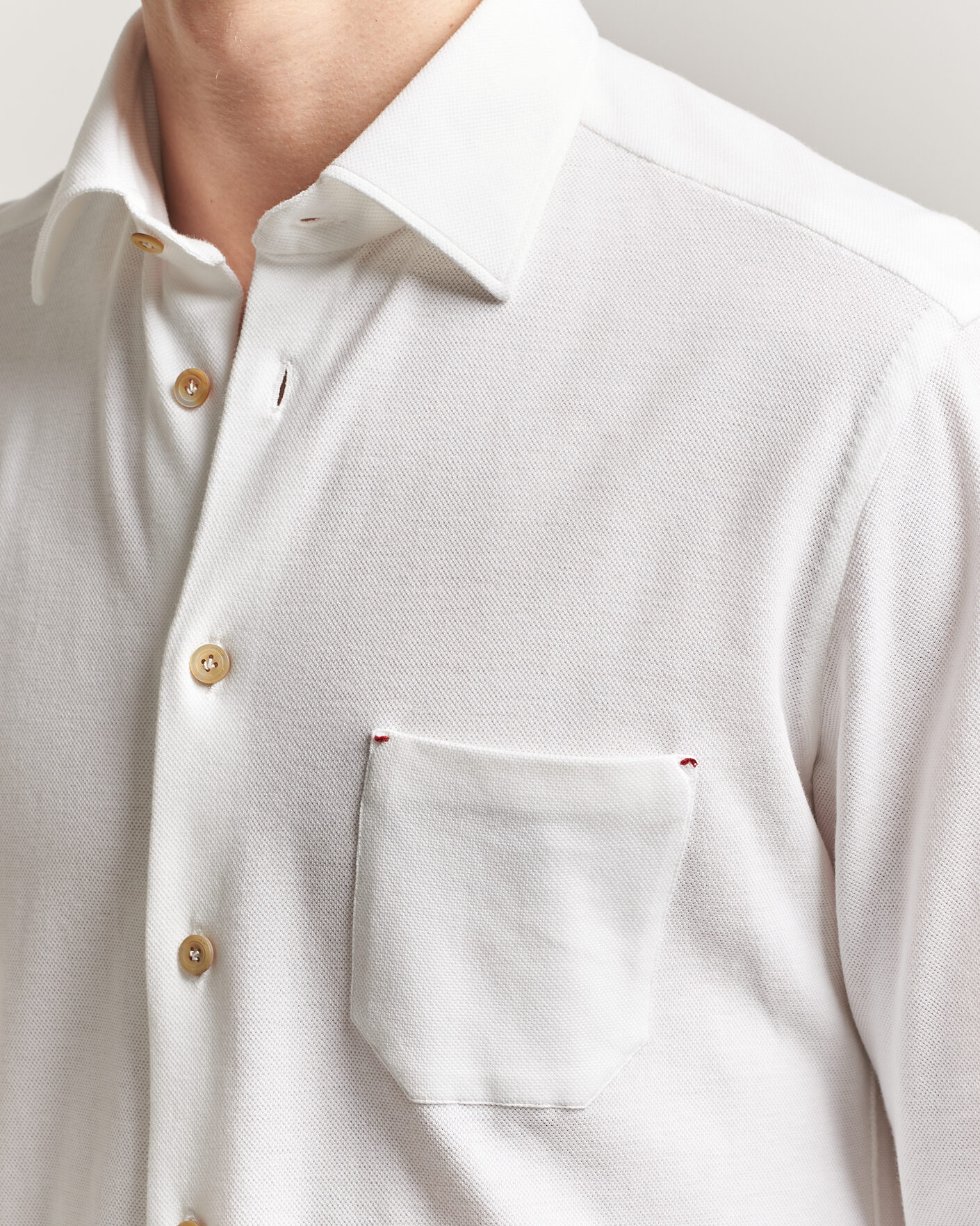 Hombres | Camisas | Kiton | Jersey Piquet Shirt White