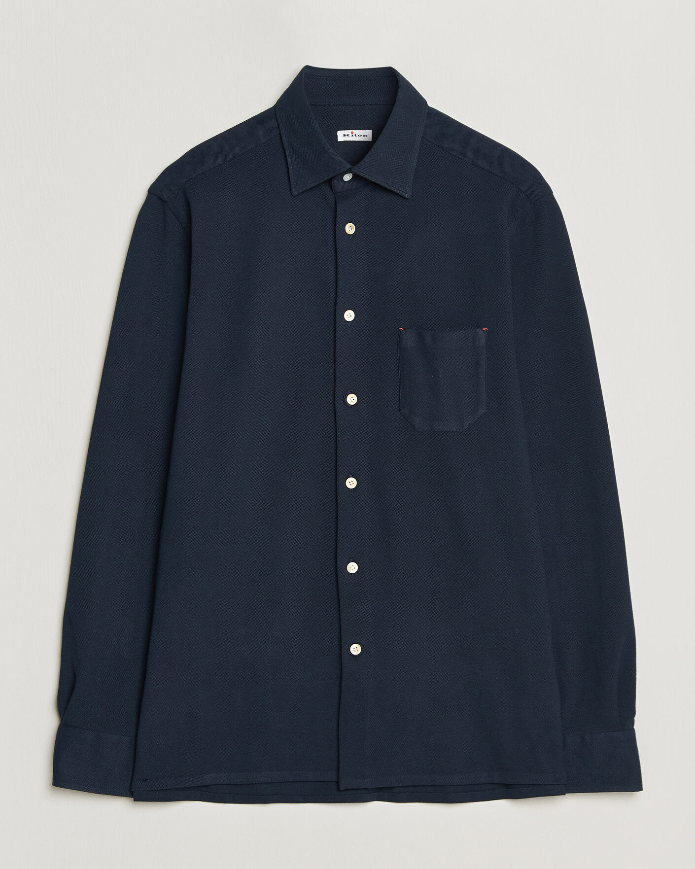 Hombres | Camisas | Kiton | Jersey Piquet Shirt Navy