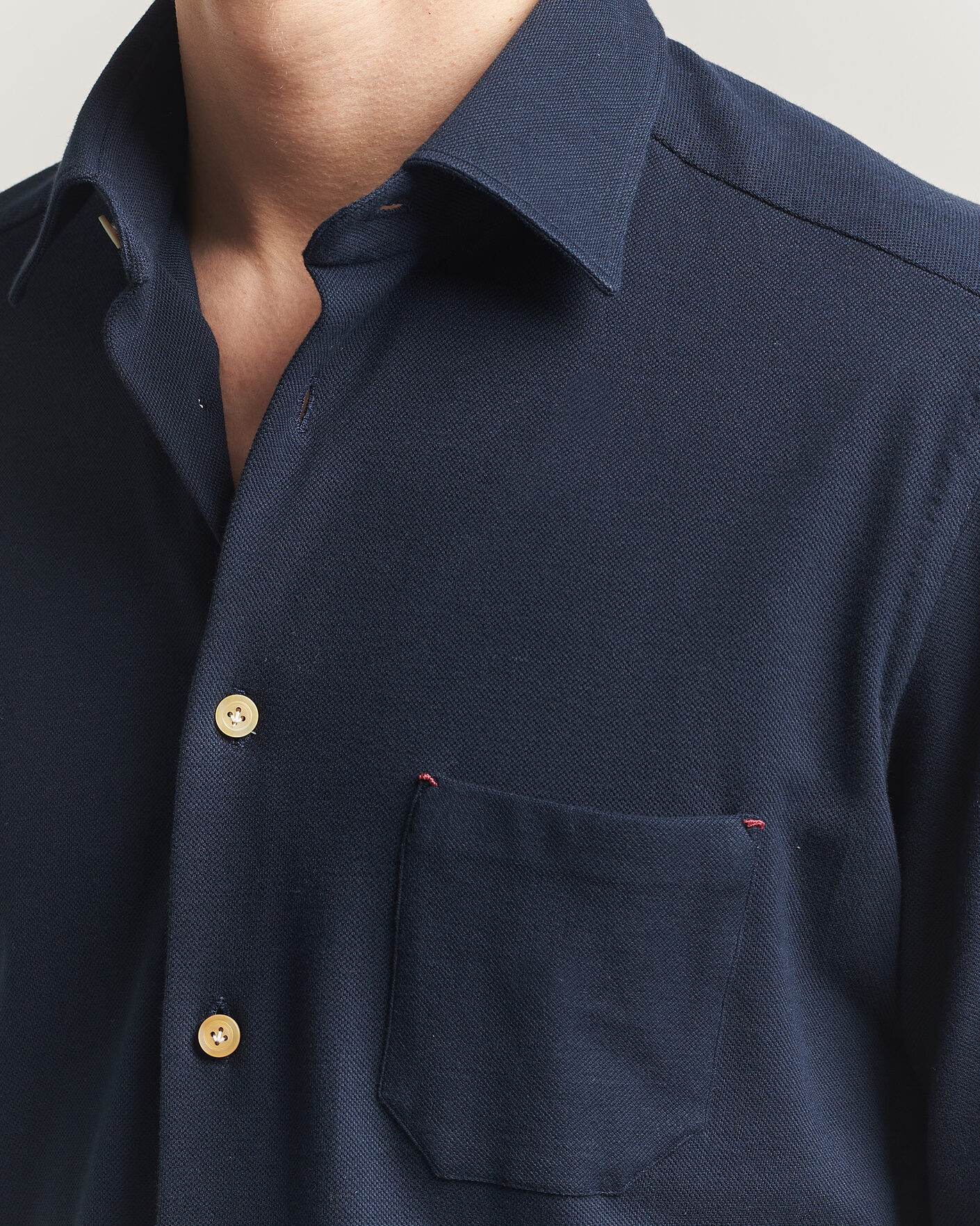 Hombres | Camisas | Kiton | Jersey Piquet Shirt Navy