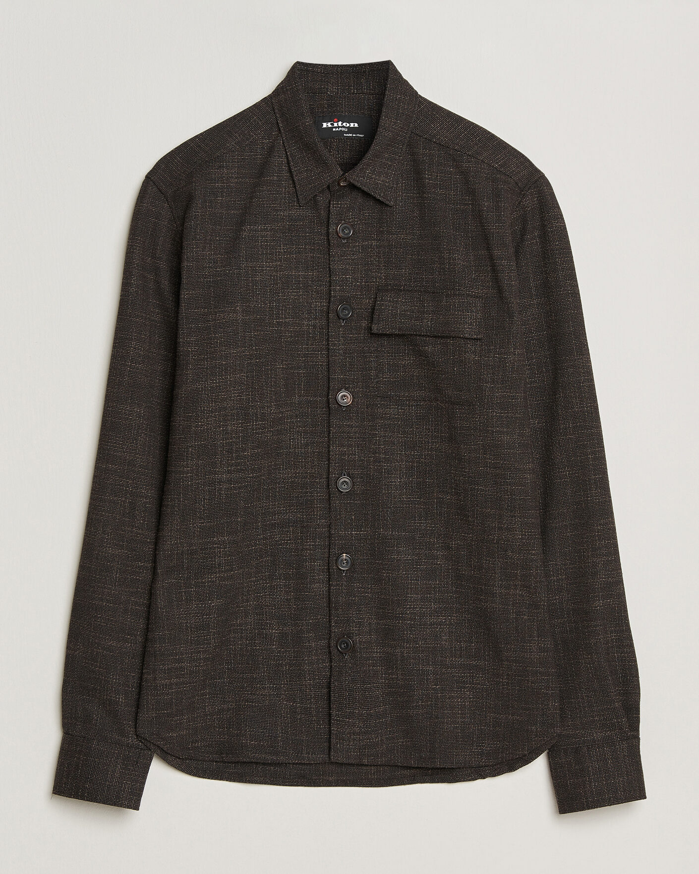Hombres | Camisas | Kiton | Virgin Wool Overshirt Dark Brown