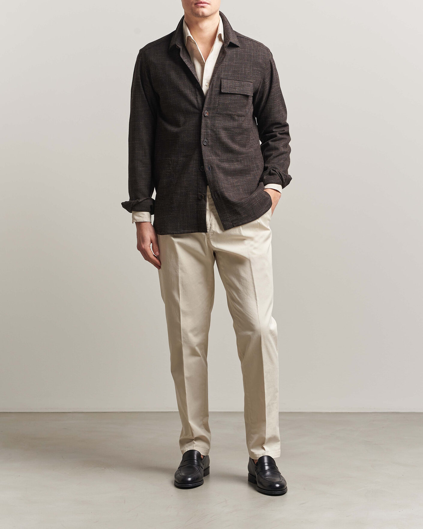 Hombres | Camisas | Kiton | Virgin Wool Overshirt Dark Brown