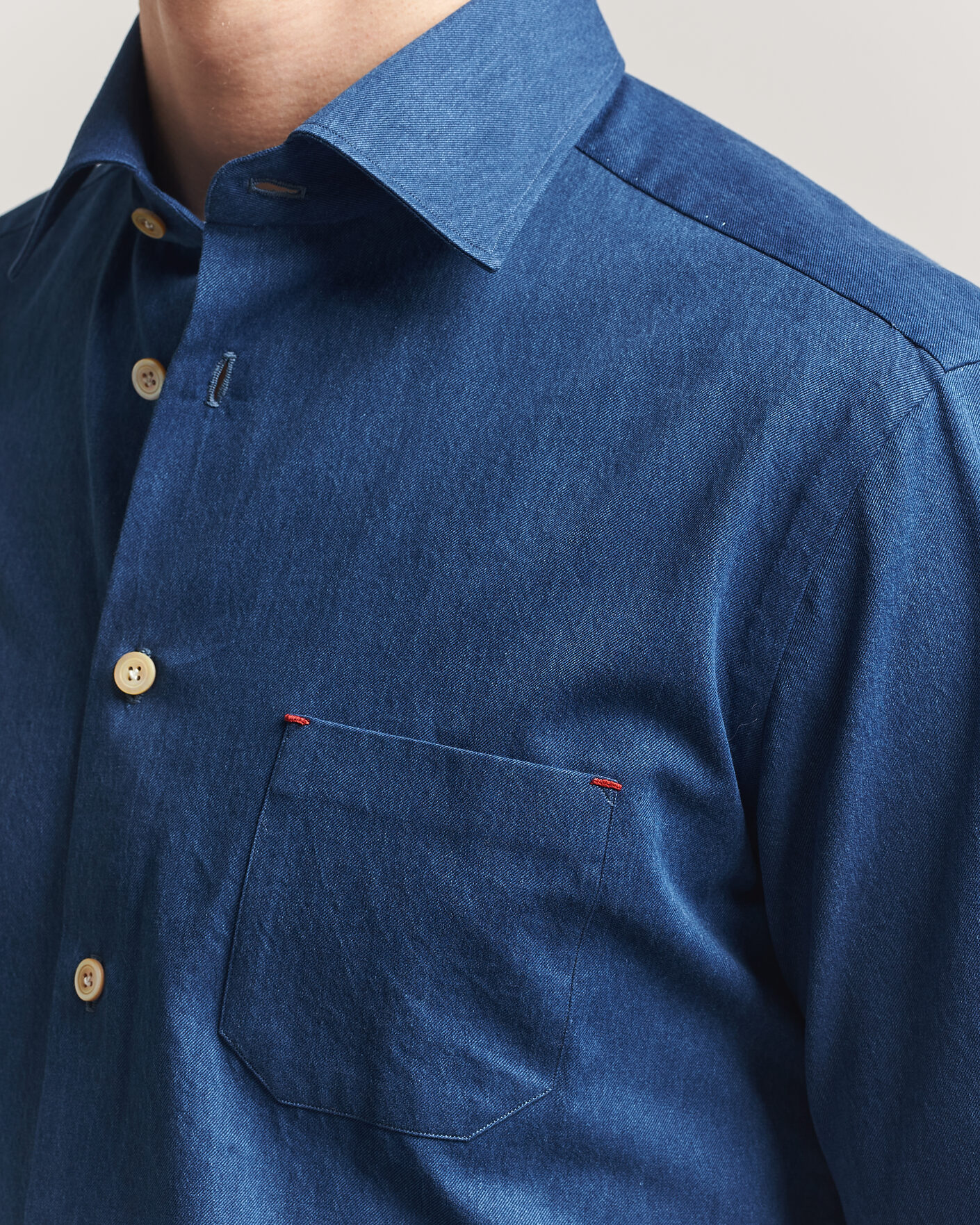 Hombres | Camisas | Kiton | Denim Sport Shirt Medium Blue