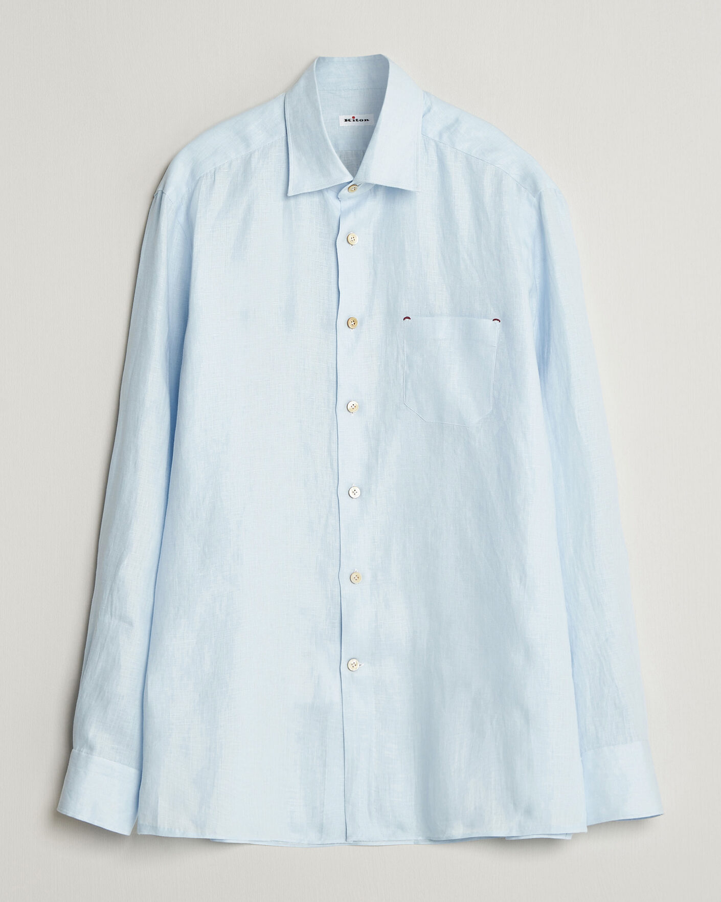 Hombres | Camisas | Kiton | Linen Sport Shirt Light Blue
