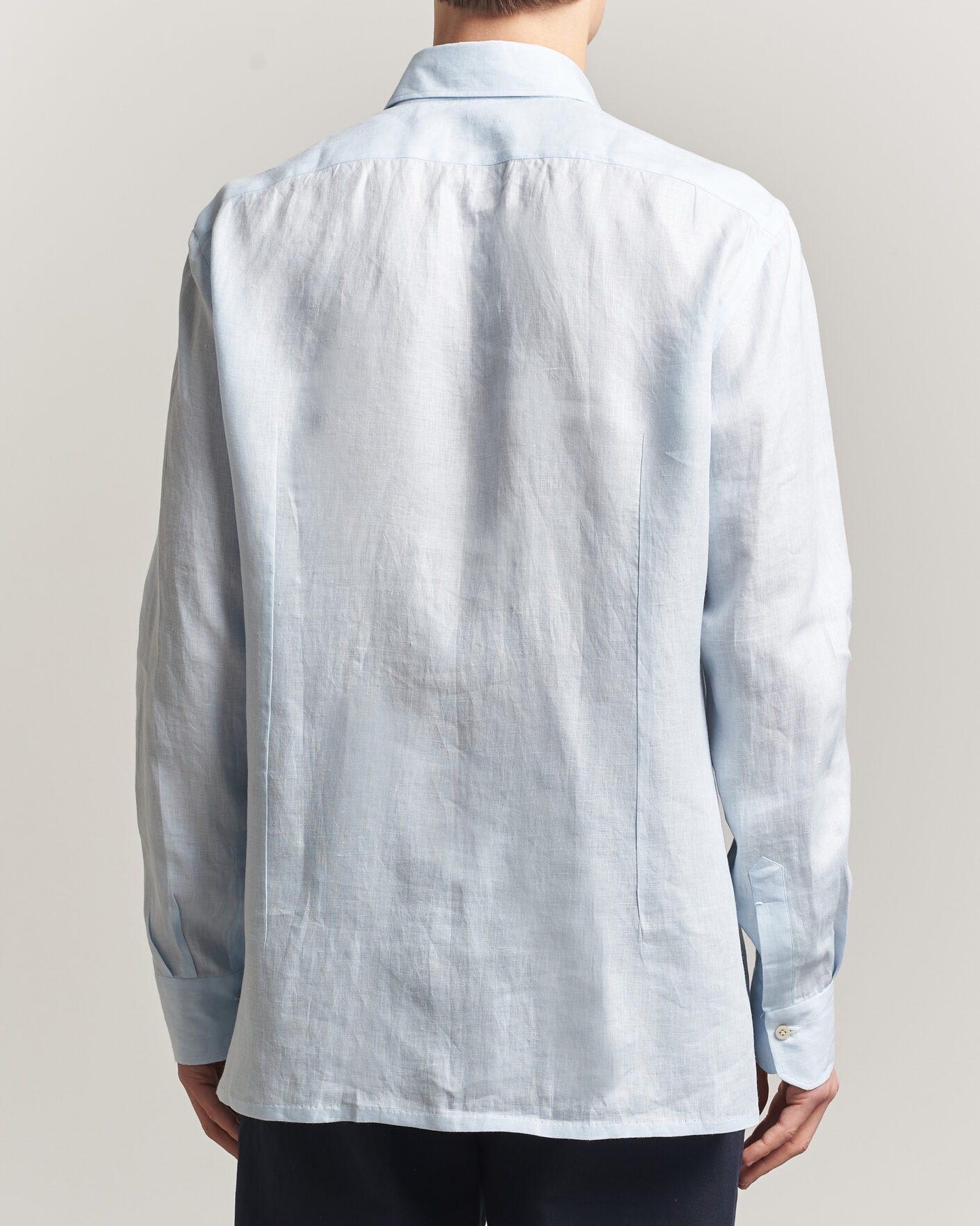 Hombres | Camisas | Kiton | Linen Sport Shirt Light Blue