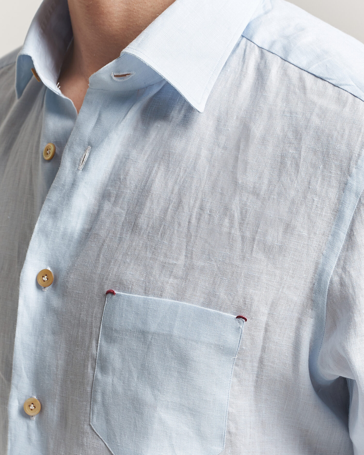 Hombres | Camisas | Kiton | Linen Sport Shirt Light Blue