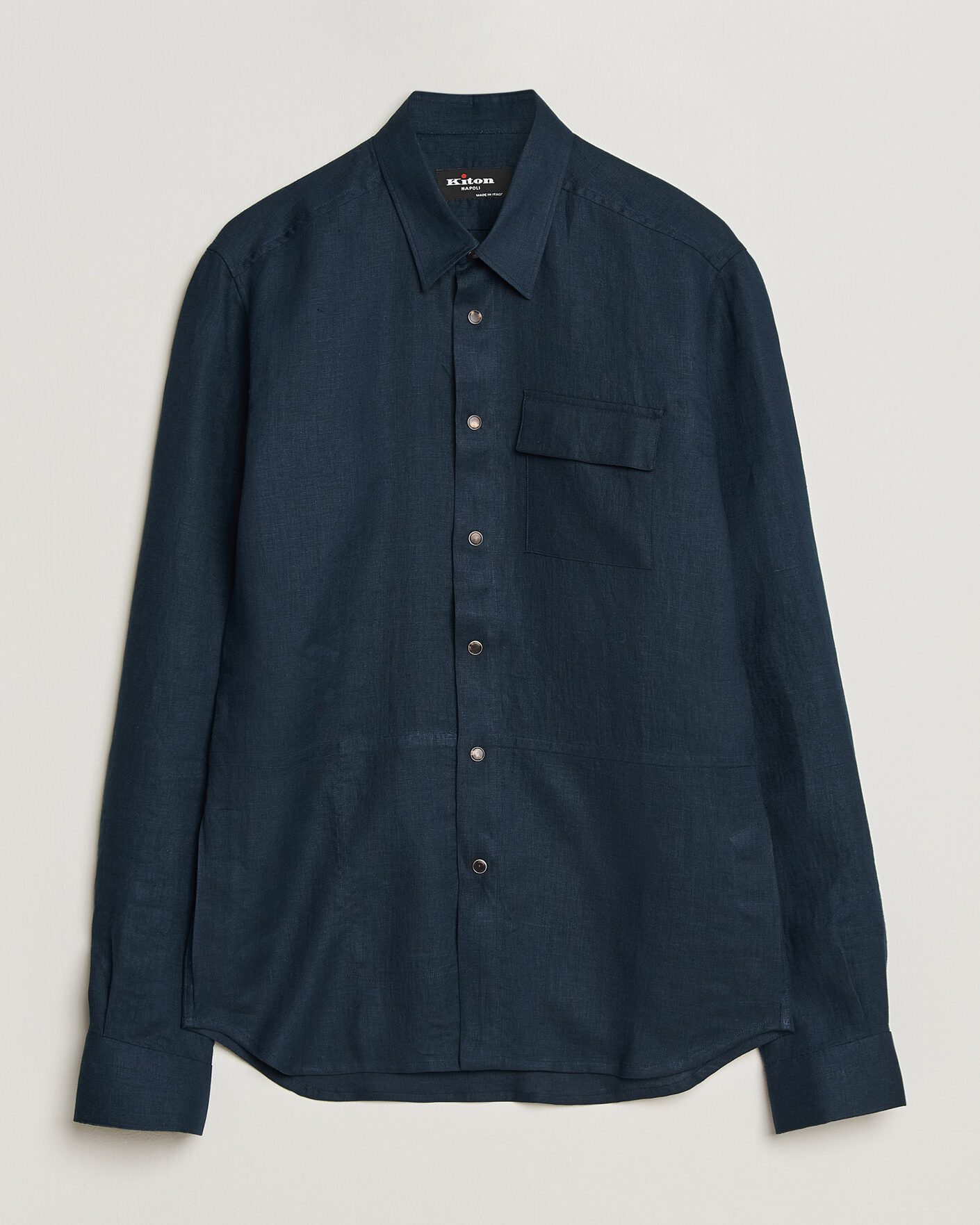 Hombres | Camisas | Kiton | Linen Overshirt Navy