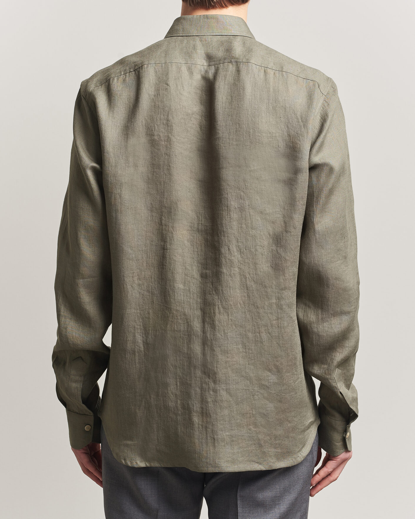 Hombres | Camisas | Kiton | Linen Overshirt Khaki