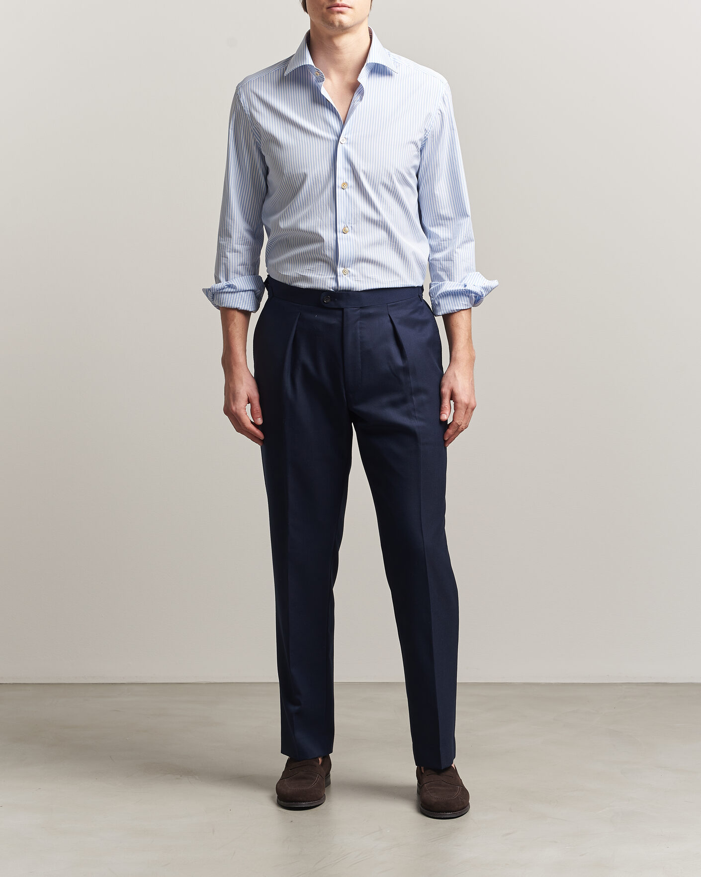 Hombres | Camisas | Kiton | Slim Fit Dress Shirt Light Blue Stripe