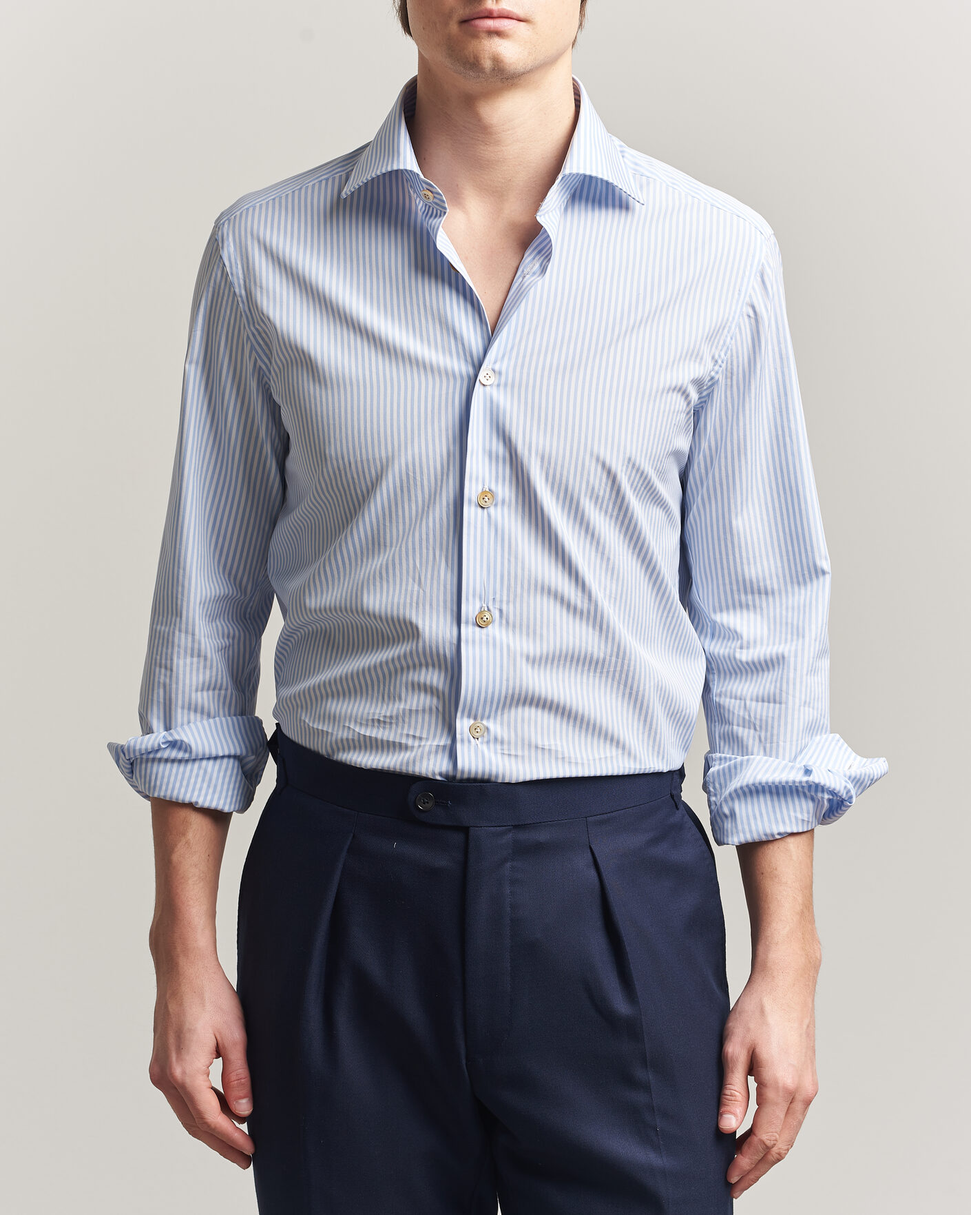 Hombres | Camisas | Kiton | Slim Fit Dress Shirt Light Blue Stripe