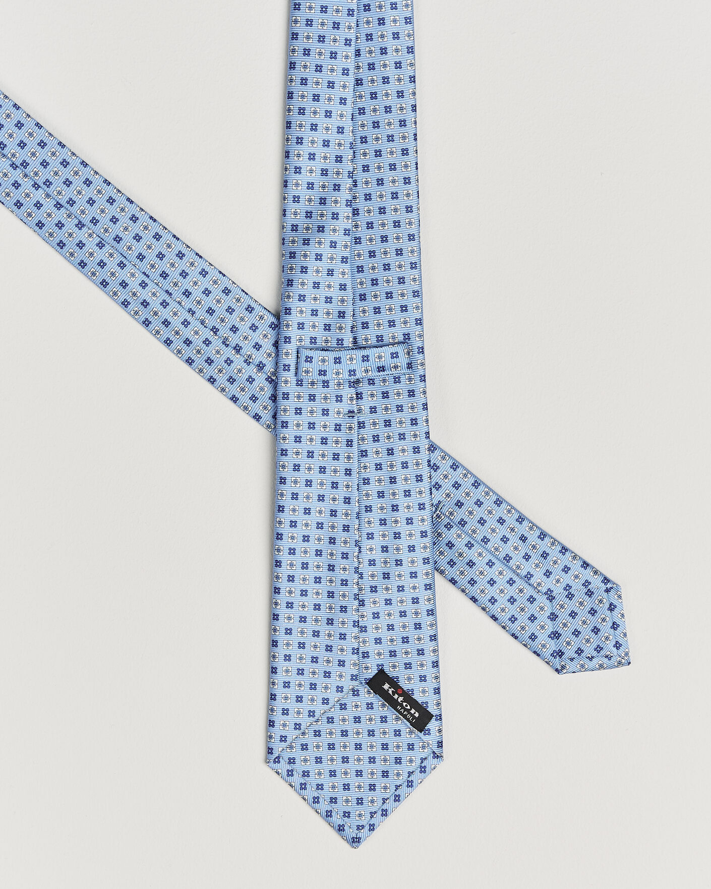 Hombres | Corbatas | Kiton | Printed Flower Silk Tie Light Blue
