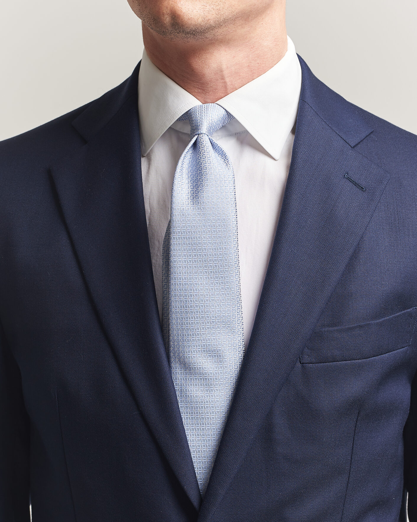 Hombres | Corbatas | Kiton | Micro Structure Silk Tie Sky Blue