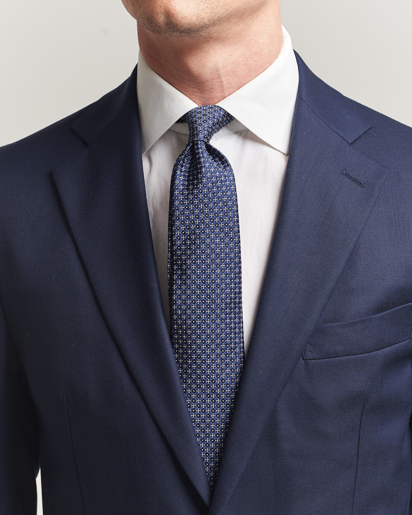Hombres | Corbatas | Kiton | Flower Jacquard Silk Tie Navy