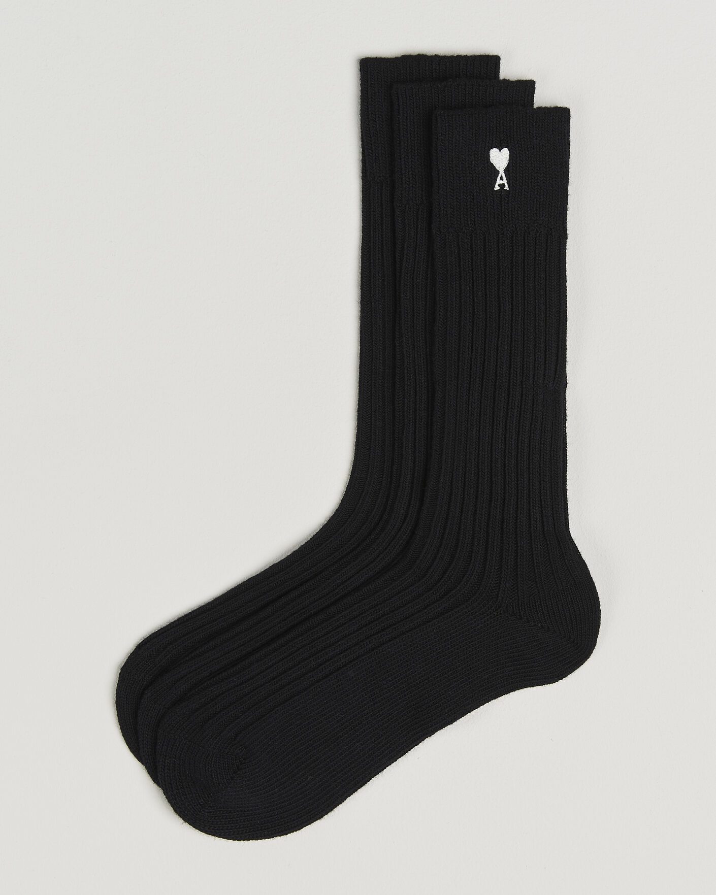 Hombres | Ropa interior y calcetines | AMI | 3-Pack Heart Logo Cotton Socks Black