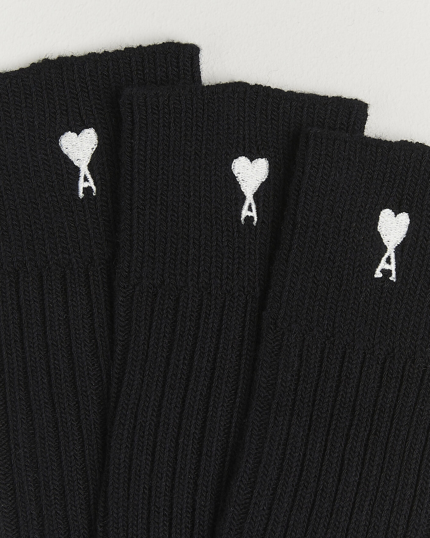 Hombres | Ropa interior y calcetines | AMI | 3-Pack Heart Logo Cotton Socks Black