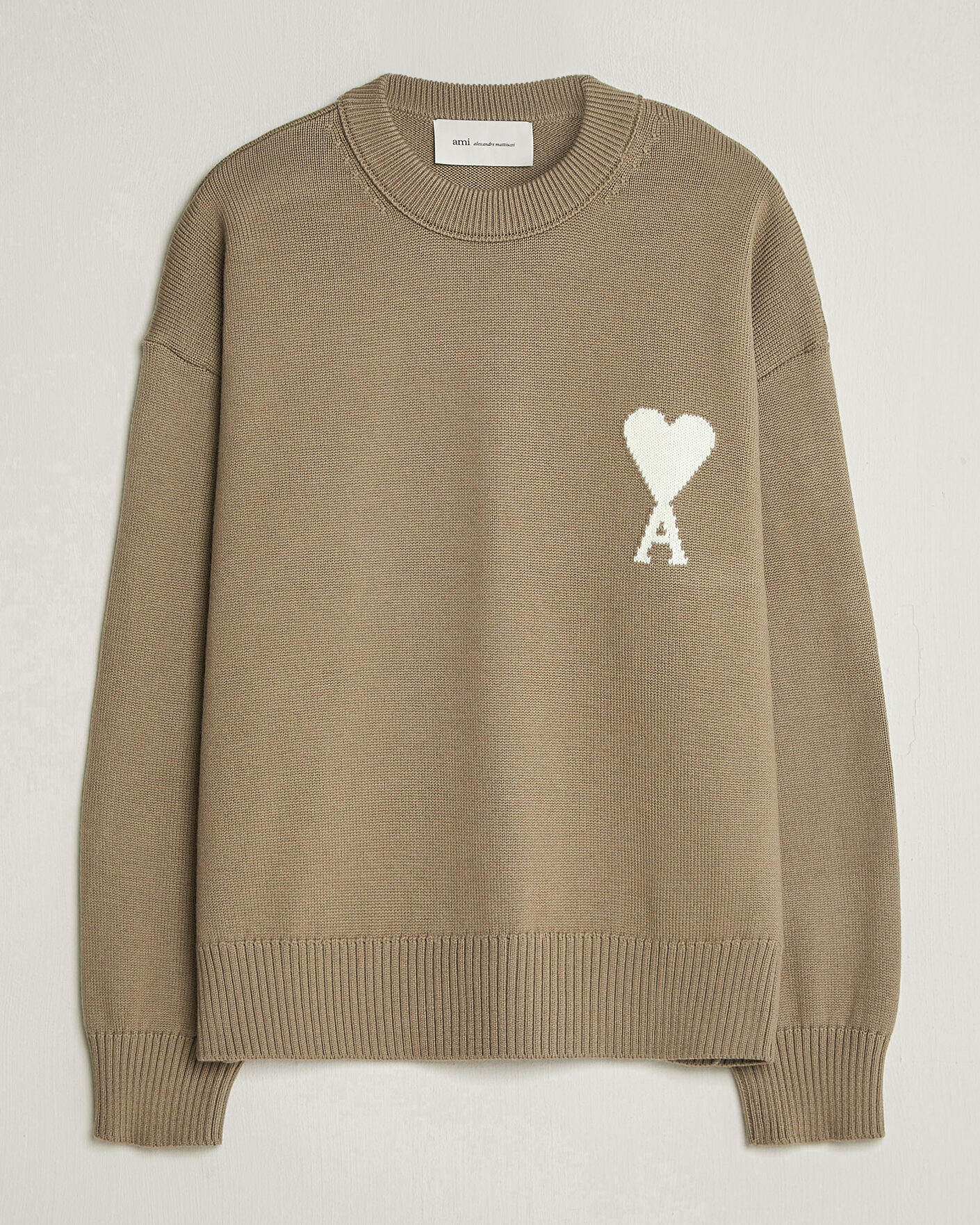 Hombres | Jerséis y prendas de punto | AMI | Big Heart Wool Sweater Beige