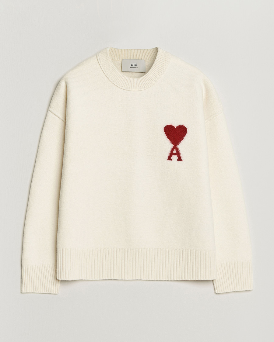 Hombres | Jerséis y prendas de punto | AMI | Big Heart Wool Sweater Ecru