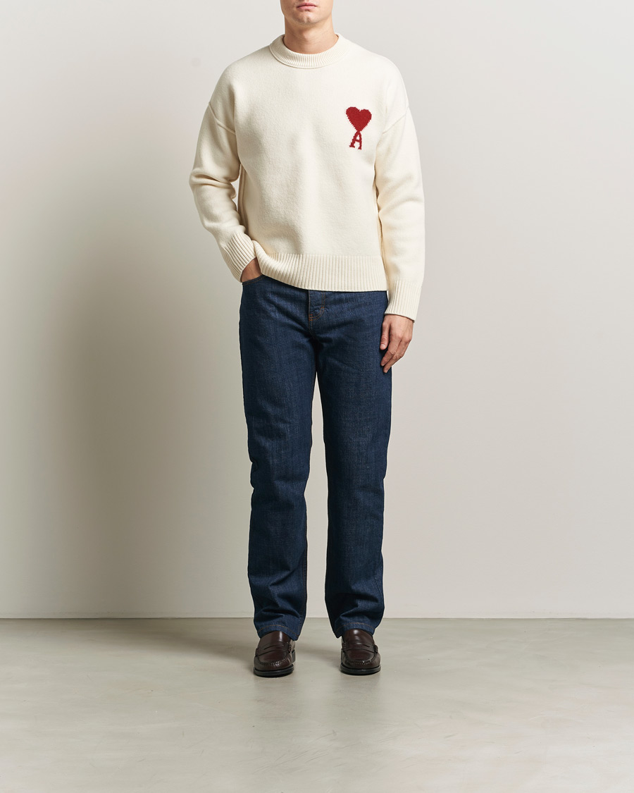 Hombres | Jerséis y prendas de punto | AMI | Big Heart Wool Sweater Ecru