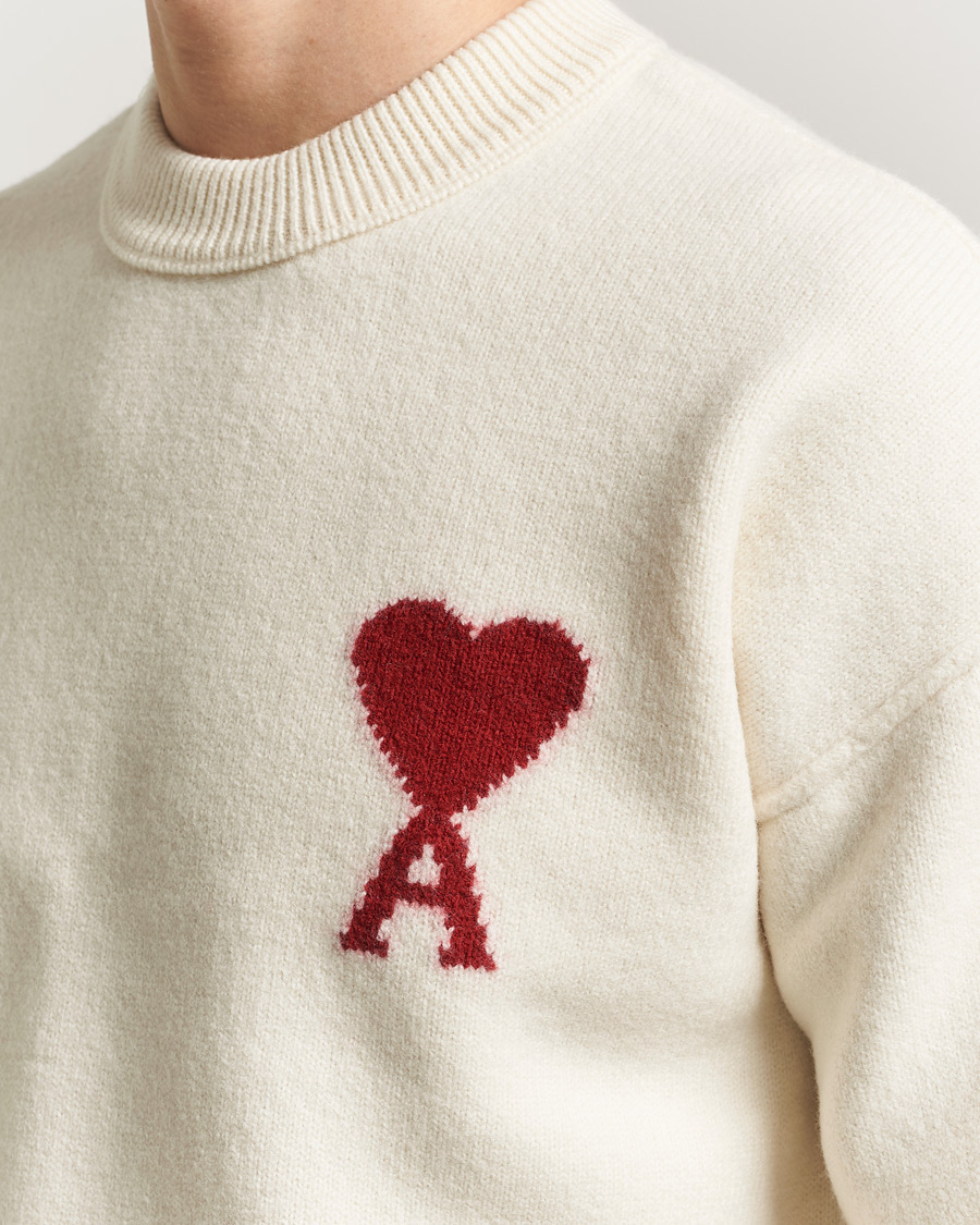 Hombres | Jerséis y prendas de punto | AMI | Big Heart Wool Sweater Ecru
