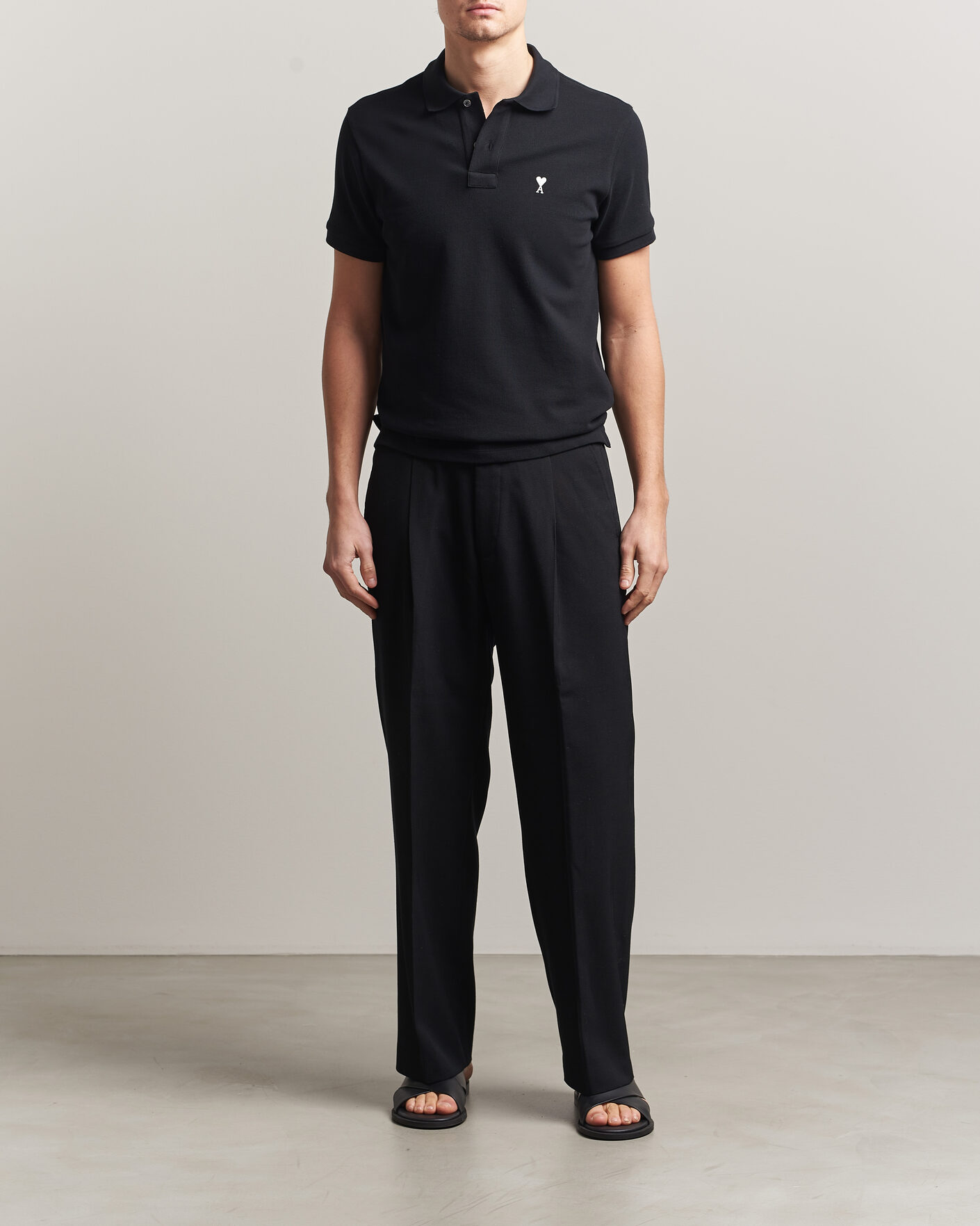 Hombres | Polos | AMI | Contrast Heart Logo Polo Black