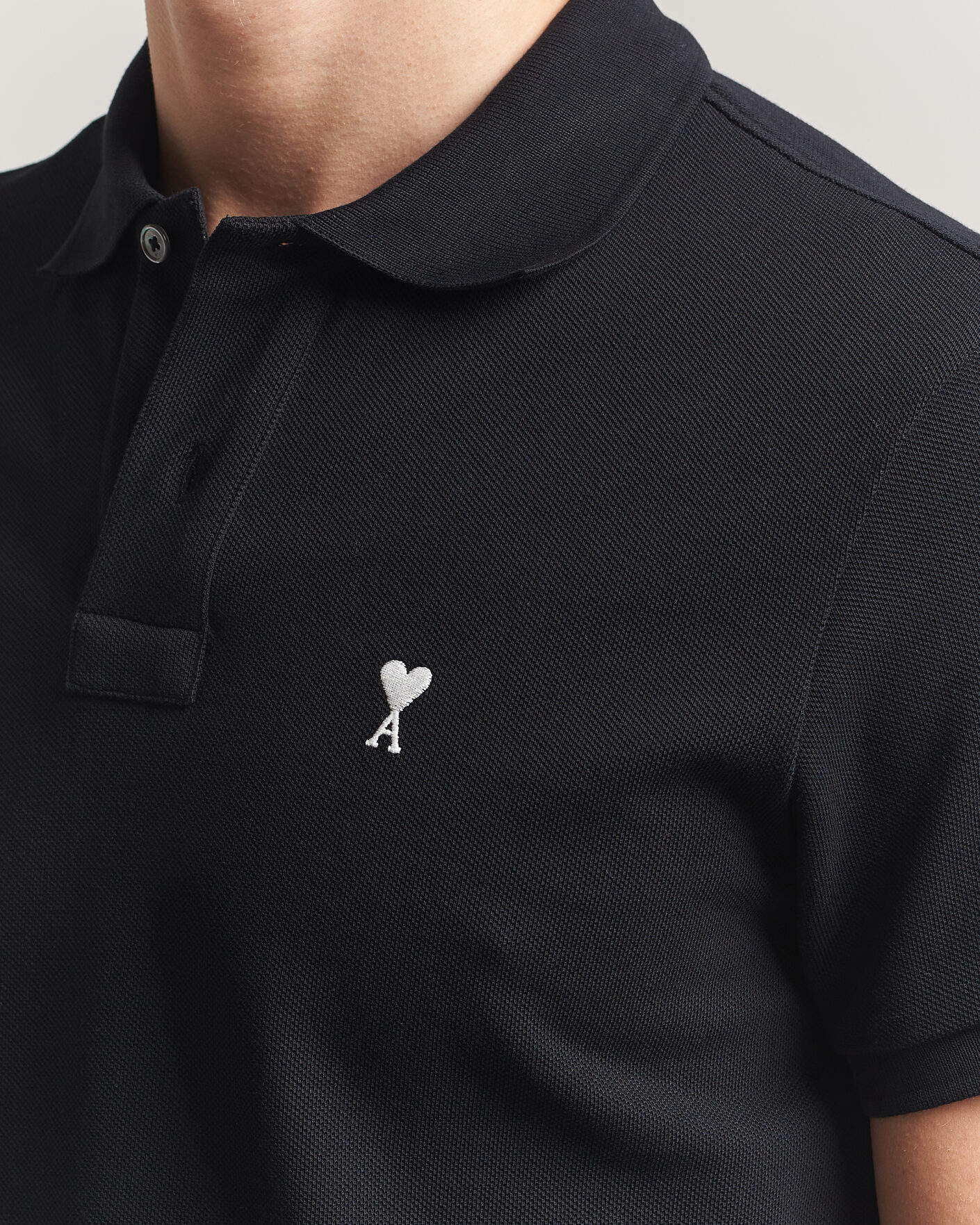 Hombres | Polos | AMI | Contrast Heart Logo Polo Black