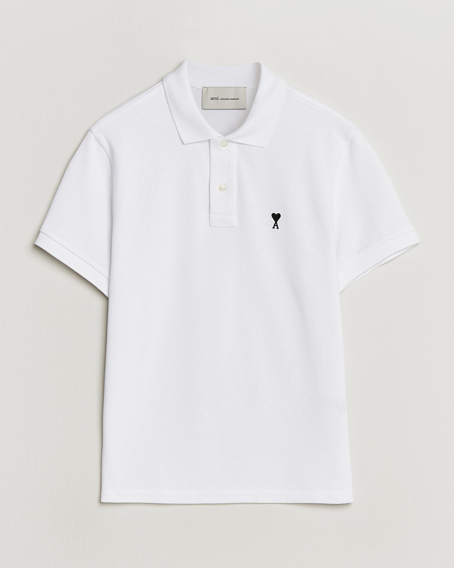 Hombres | Polos | AMI | Contrast Heart Logo Polo White
