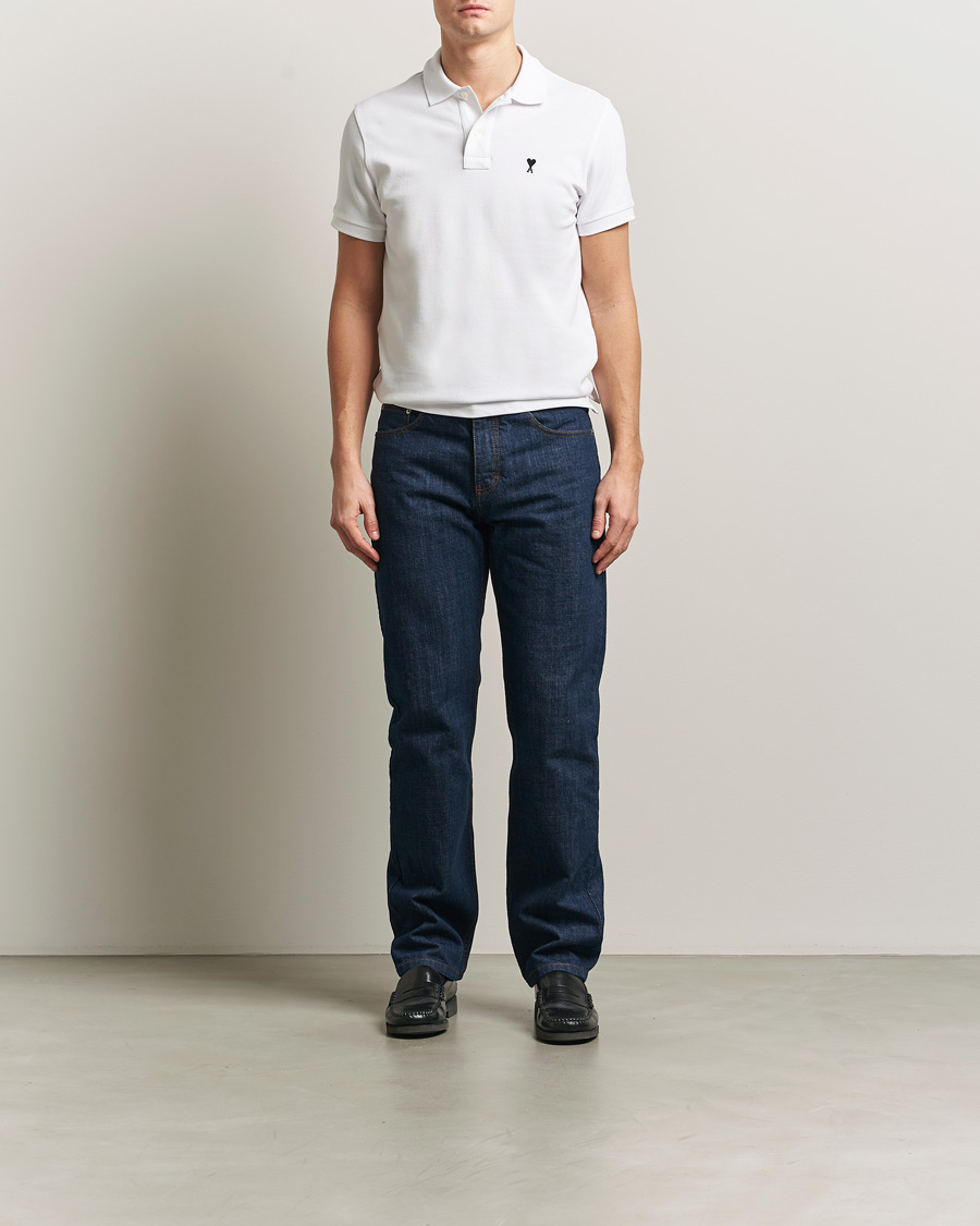 Hombres | Polos | AMI | Contrast Heart Logo Polo White