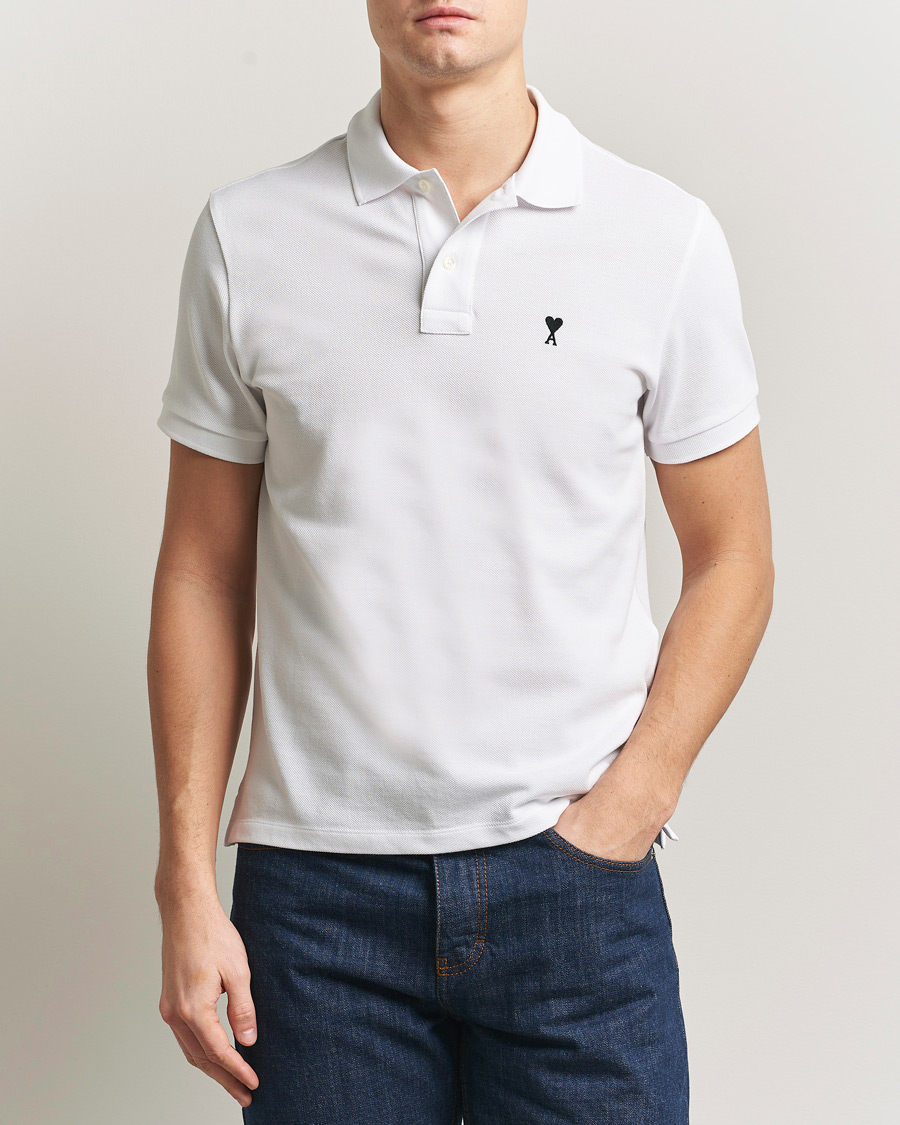 Hombres | Polos | AMI | Contrast Heart Logo Polo White