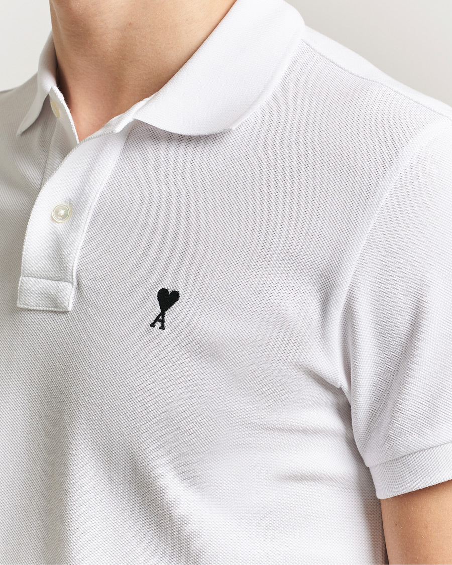 Hombres | Polos | AMI | Contrast Heart Logo Polo White