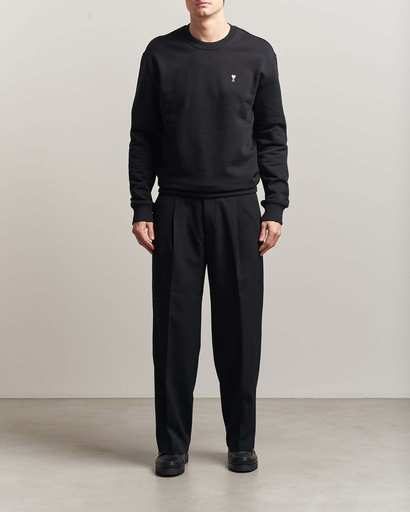 Hombres | Jerséis y prendas de punto | AMI | Contrast Heart Logo Sweatshirt Black